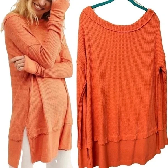 FREE People North Shore Thermal Waffle Knit Top in size S - Picture 3 of 14